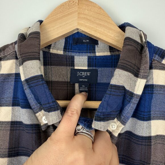 J Crew Factory Men's Slim Fit Flannel Oxford Shirt, Size XL - Picture 3 of 7